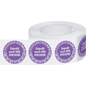 Prüfplakette geprüft nach VDE 0701,28-34, violett, Dokumentenfolie, Ø30mm, 500/Rolle Bild 2