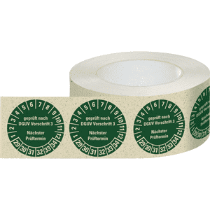 Prüfplakette geprüft nach DGUV V3, Nächster Prüftermin, 29-34, grün, Primärfaser-Graspapier, Ø 30mm, 500/RO Bild 2