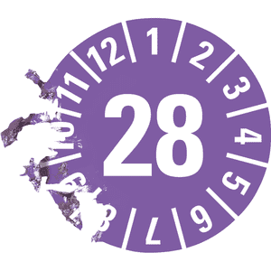 Prüfplakette 28, violett, Dokumentenfolie, selbstklebend, Ø 15mm, 60 / Bogen Bild 3