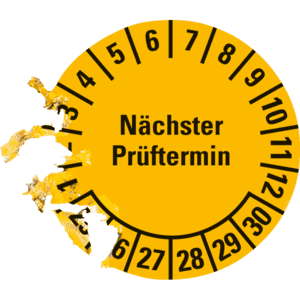 Prüfplakette Nächster Prüftermin 25-30, gelb, Dokumentenfolie, Ø 30mm, 18 / Bogen Bild 3