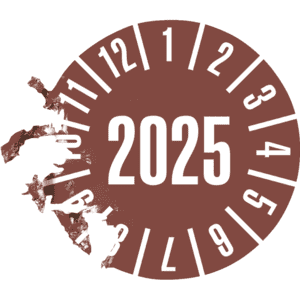 Prüfplakette 2025, braun, Dokumentenfolie, selbstklebend, Ø 35mm, 10 / Bogen Bild 3