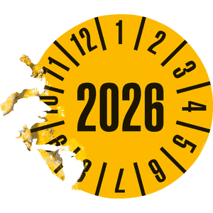 Prüfplakette 2026, gelb, Dokumentenfolie, Ø 30mm, 108 / Heft Bild 3
