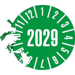 Prüfplakette 2029, grün, Dokumentenfolie, selbstklebend, Ø 35mm, 10 / Bogen Bild 3