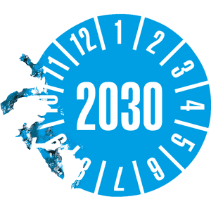 Prüfplakette 2030, hellblau, Dokumentenfolie, selbstklebend, Ø 35mm, 10 / Bogen Bild 3