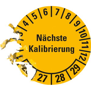 Prüfplakette Nächste Kalibrierung 26-29, gelb, Dokumentenfolie, Ø 20mm, 36 / Bogen Bild 3