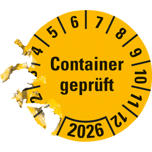 Prüfplakette Container geprüft 2026, gelb, Hochleistungsfolie, Ø 30mm, 18 / Bogen Bild 3