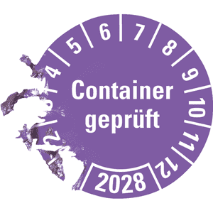 Prüfplakette Container geprüft 2028, violett, Hochleistungsfolie, Ø 30mm, 18 / Bogen Bild 3