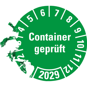 Prüfplakette Container geprüft 2029, grün, Hochleistungsfolie, Ø 30mm, 18 / Bogen Bild 3