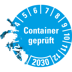 Prüfplakette Container geprüft 2030, hellblau, Hochleistungsfolie, Ø 30mm, 18 / Bogen Bild 3