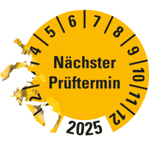 Prüfplakette Nächster Prüftermin 2025, gelb, Dokumentenfolie, Ø 30mm, 18 / Bogen Bild 3
