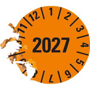 Prüfplakette 2027, orange, Dokumentenfolie, Ø 10mm, 384 / Heft Bild 3