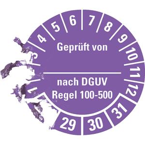 Prüfplakette Geprüft von DGUV Regel 100-500 28-31, violett, Dokumentenfolie, Ø30mm, 18 / Bogen Bild 3
