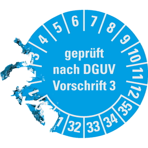 Prüfplakette geprüft nach DGUV Vorschrift 3 30-35, hellblau, Dokumentenfolie, Ø 20mm, 36 / Bogen Bild 3