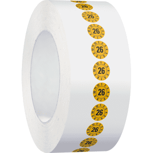 Prüfplakette 26, gelb, Folie, ablösbar, Ø 10mm, 1000 / Rolle Bild 2