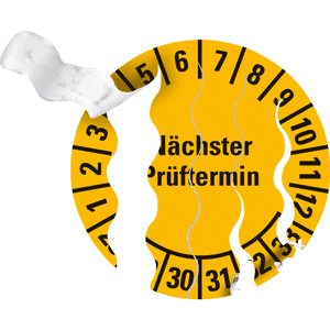 Prüfplakette Nächster Prüftermin 28-33, gelb, Sicherheitsfolie, Ø 20mm, 36 / Bogen Bild 3