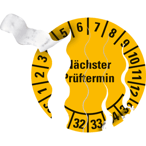 Prüfplakette Nächster Prüftermin 30-35, gelb, Sicherheitsfolie, Ø 20mm, 36 / Bogen Bild 3