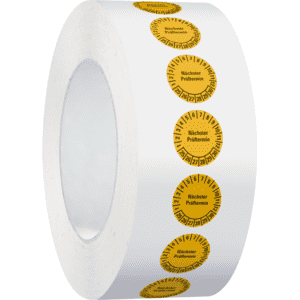 Prüfplakette Nächster Prüftermin, 25-30, gelb, Folie, ablösbar, Ø 15mm, 1000/Rolle Bild 2