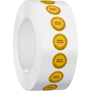 Prüfplakette Nächster Prüftermin, 26-31, gelb, Folie, ablösbar, Ø 15mm, 1000/Rolle Bild 2