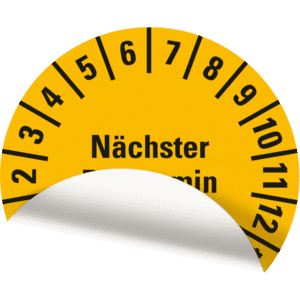 Prüfplakette Nächster Prüftermin, 26-31, gelb, Folie, ablösbar, Ø 30mm, 18 / Bogen Bild 3