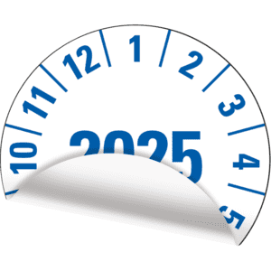 Prüfplakette 2025, weiß, Folie, mit Spezialkleber, Oberflächenschutz, Ø 25mm, 21 / Bogen Bild 3