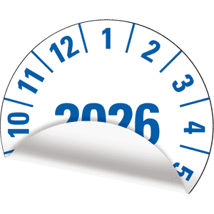 Prüfplakette 2026, weiß, Folie, mit Spezialkleber, Oberflächenschutz, Ø 25mm, 21 / Bogen Bild 3
