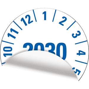 Prüfplakette 2030, weiß, Folie, mit Spezialkleber, Oberflächenschutz, Ø 35mm, 10 / Bogen Bild 3