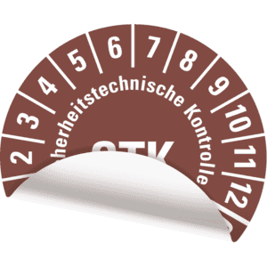 Prüfplakette STK 25-30, braun, Folie, m.Spezialkl.Oberflächenschutz, Ø30mm, 18 / Bogen Bild 3