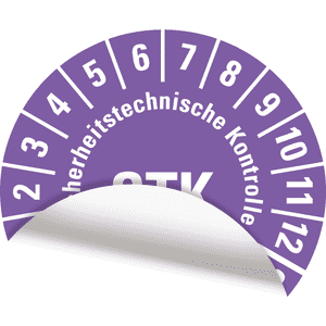 Prüfplakette STK 28-33, violett, Folie, m.Spezialkl.Oberflächenschutz, Ø30mm, 18 / Bogen Bild 3