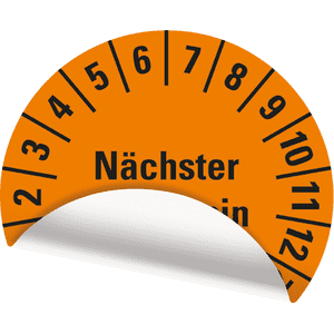 Prüfplakette Nächster Prüftermin, 27-32, orange, Folie, ablösbar, Ø 30mm, 18 / Bogen Bild 3