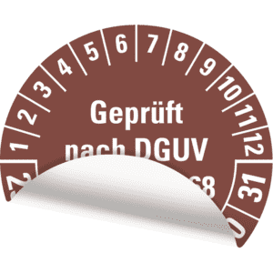 Prüfplakette G.n.DGUV Vorschr.68,25-31, braun, Folie, Oberflächensch, Ø 40mm, 10 / Bogen Bild 3