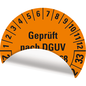 Prüfplakette G.n.DGUV Vorschr.68,27-33, orange, Folie, Oberflächensch, Ø 40mm, 10 / Bogen Bild 3