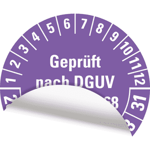 Prüfplakette G.n.DGUV Vorschr.68,28-34, violett, Folie, Oberflächensch, Ø 40mm, 10 / Bogen Bild 3