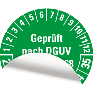 Prüfplakette G.n.DGUV Vorschr.68,29-35, grün, Folie, Oberflächensch, Ø 40mm, 10 / Bogen Bild 3