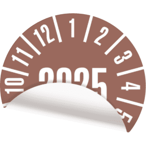 Jahresprüfplakette 2025, braun, Basic Folie, selbstklebend, Ø 30mm, 500 / Rolle Bild 3