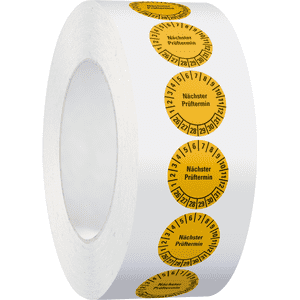 Prüfplakette Nächster Prüftermin, 26-31, gelb, Folie, ablösbar, Ø 20mm, 500/Rolle Bild 2