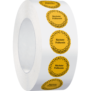 Prüfplakette Nächster Prüftermin, 26-31, gelb, Folie, ablösbar, Ø 25mm, 500/Rolle Bild 2