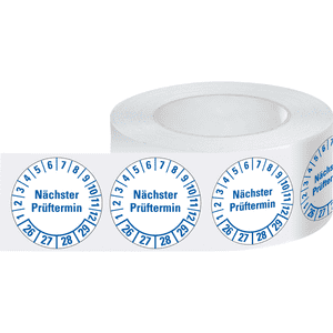 Prüfplakette Nächster Prüftermin 26-29, weiß, Folie, Spezialkleber, Ø 25mm, 500/Rolle Bild 2