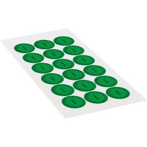 Prüfplakette geprüft 30-35, grün, Dokumentenfolie, Spezialkleber, Ø30mm, 18 / Bogen Bild 2