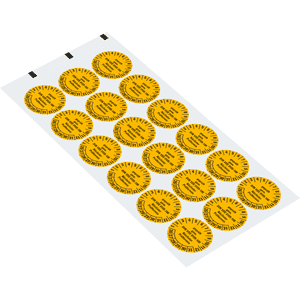 Prüfplakette geprüft gemäß VDE 0105-100,26-31, gelb, Dokumentenfolie, Ø 30mm, 18 / Bogen Bild 2