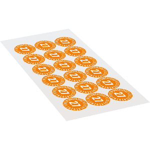 Prüfplakette 27, orange, Schachbrettfolie, selbstklebend, Ø 30mm, 18 / Bogen Bild 2