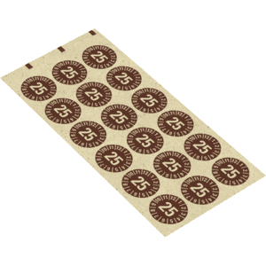 Prüfplakette 25, braun, Primärfaser-Graspapier, Ø 30mm, 18 / Bogen Bild 2