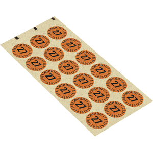 Prüfplakette 27, orange, Primärfaser-Graspapier, Ø 30mm, 18 / Bogen Bild 2