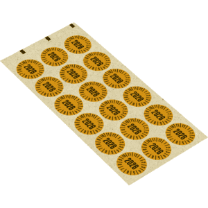 Prüfplakette 2026, gelb, Primärfaser-Graspapier, Ø 30mm, 18 / Bogen Bild 2