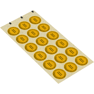 Prüfplakette Nächster Prüftermin 27-32, gelb, Primärfaser-Graspapier, Ø 30mm, 18 / Bogen Bild 2