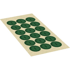 Prüfplakette geprüft 28-33, grün, Primärfaser-Graspapier, Ø 30mm, 18 / Bogen Bild 2
