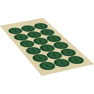Prüfplakette geprüft 29-34, grün, Primärfaser-Graspapier, Ø 30mm, 18 / Bogen Bild 2