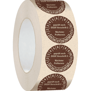 Prüfplakette geprüft nach DGUV V3, Nächster Prüftermin, 25-30, braun, Primärfaser-Graspapier, Ø 30mm, 500/RO Bild 2