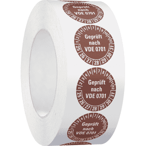 Prüfplakette geprüft nach VDE 0701,25-31, braun, Dokumentenfolie, Ø 30mm, 500/Rolle Bild 2