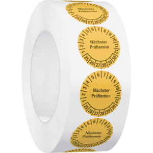 Prüfplakette Nächster Prüftermin 25-30, gelb, Basic Folie, Ø 30mm, 500 / Rolle Bild 2