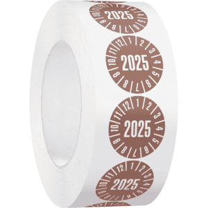Jahresprüfplakette 2025, braun, Basic Folie, selbstklebend, Ø 30mm, 500 / Rolle Bild 2